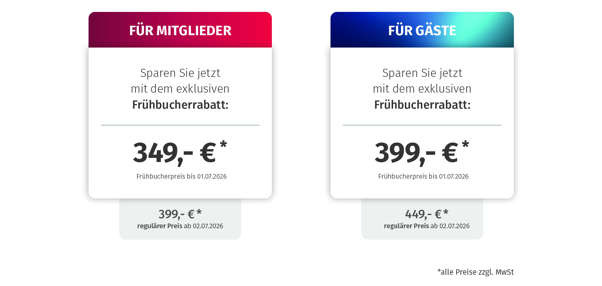 Preisinformation: Frühbucherpreis Für Mitglieder 349,- Euro und Nicht-Mitglieder 399,- Euro. Normalpreis ab 01.07.2026 für Mitglieder  399,- Euro und Nicht-Mitglieder 449,- Euro.